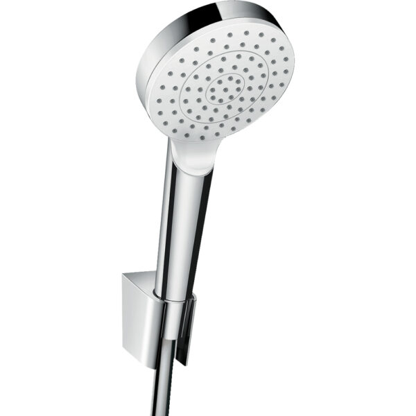 Hansgrohe Crometta 100 1Jet Ecosmart Shower Handset With Holder And 1250mm Shower Hose - 9 L/Min - White/Chrome