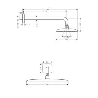 Hansgrohe Raindance E 360 1Jet Ecosmart Overhead Shower With Shower Arm - 9 L/Min - Chrome - Image 2