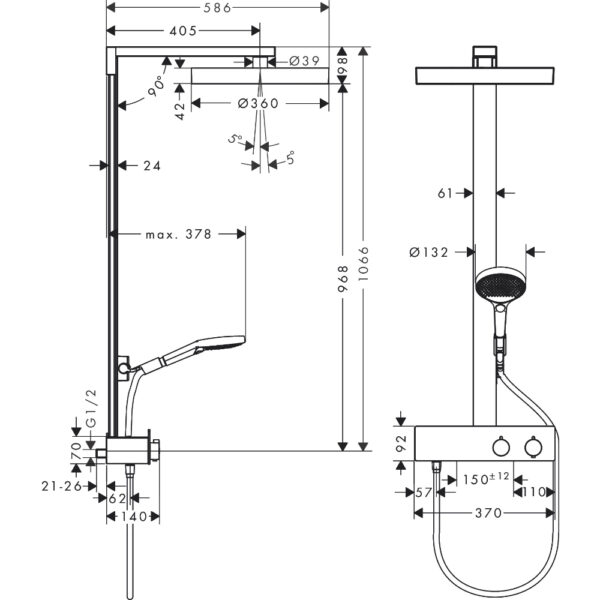 Hansgrohe Rainfinity 360 1jet Showerpipe With 350 ShowerTablet - Image 2