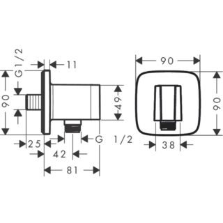 Hansgrohe Fixfit Q Wall Outlet Elbow With Shower Holder - Image 2