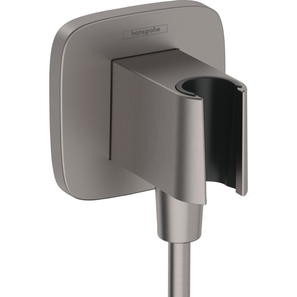 Hansgrohe Fixfit Q Wall Outlet Elbow With Shower Holder - Brushed Black Chrome