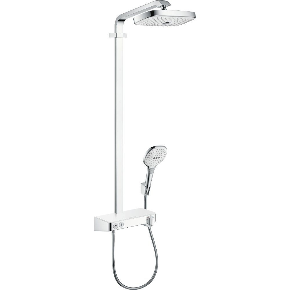 Hansgrohe Raindance Select E 300 2Jet Showerpipe With 300 Showertablet Select - White/Chrome