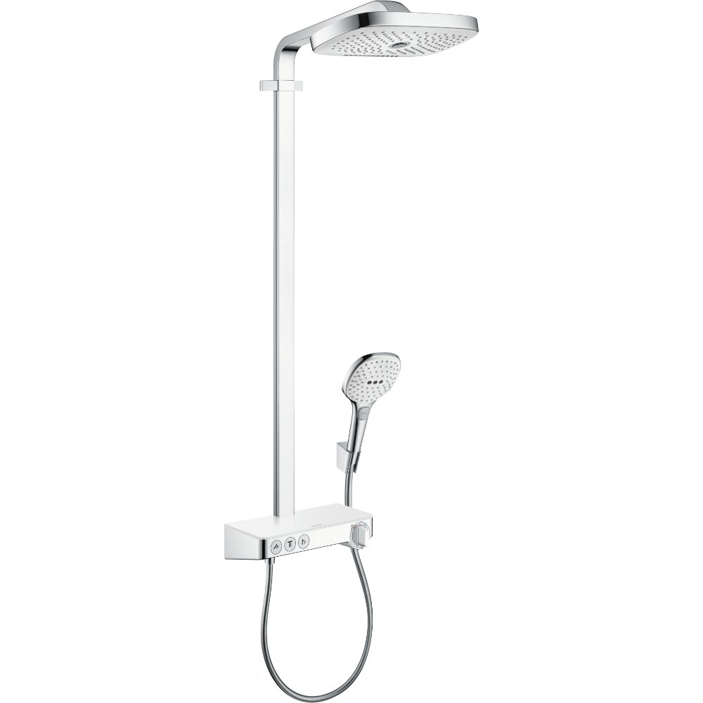 Hansgrohe Raindance Select E 300 3Jet Showerpipe With 300 Showertablet Select - White/Chrome