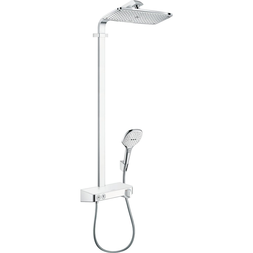 Hansgrohe Raindance E 360 1Jet Showerpipe With Select 300 Showertablet - White/Chrome