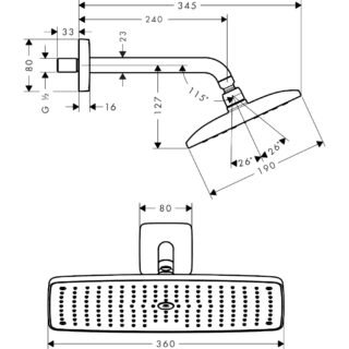 Hansgrohe Raindance E 360 1Jet Overhead Shower With 240mm Shower Arm - Image 2
