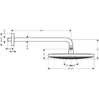 Hansgrohe Raindance Select S 300 2Jet Overhead Shower With Shower Arm - Image 2