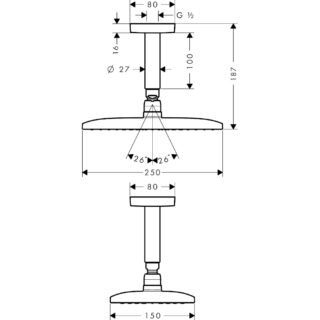 Hansgrohe Raindance E 240 1Jet Overhead Shower With Ceiling Connector - Image 2