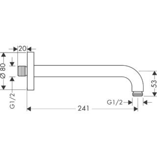 Hansgrohe DN15 90 Shower Arm - 241mm Long - Image 2