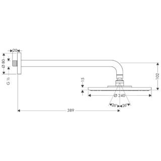 Hansgrohe Raindance S 240 1Jet Overhead Shower With Shower Arm - Chrome - Image 2