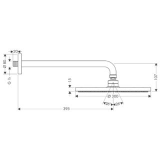 Hansgrohe Raindance S 300 1Jet Overhead Shower With Shower Arm - Chrome - Image 3
