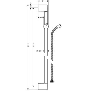 Hansgrohe Unica Crometta Shower Rail With 1600mm Metaflex Shower Hose - Chrome - Image 2