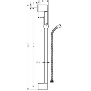 Hansgrohe Unica Crometta Shower Rail With 1600mm Metaflex Shower Hose - Chrome - Image 3