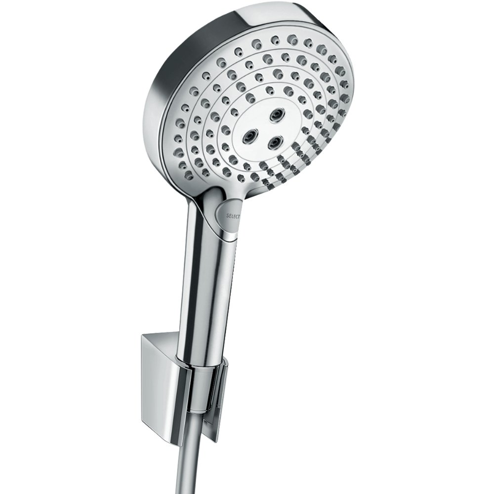 Hansgrohe Raindance Select S 120 3Jet Powderrain Shower Handset With Holder And Shower Hose – Chrome - 1250mm