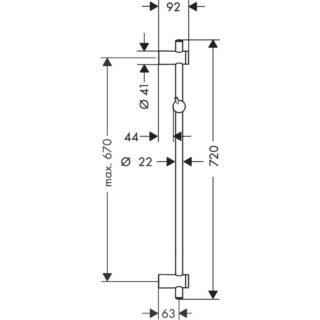 Hansgrohe Unica Reno 720mm Shower Rail - Chrome - Image 2