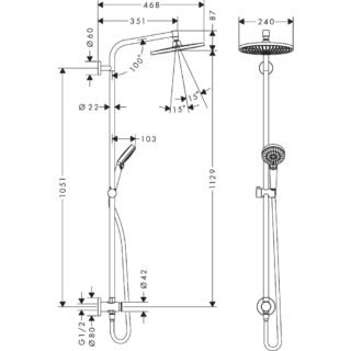 Hansgrohe Crometta S 240 1Jet Ecosmart Reno Gp Showerpipe - Chrome - Image 2