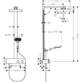 Hansgrohe Rainfinity 250 1jet EcoSmart Showerpipe With 350 Shower Tablet - Image 2