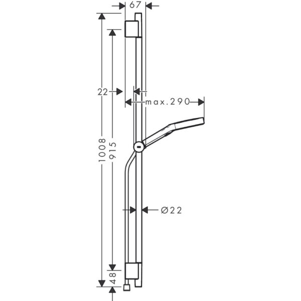 Hansgrohe Rainfinity Shower Set 130 3Jet With S Puro 900mm Shower Bar, Push Slider And 1600mm Designflex Textile Shower Hose - Image 2