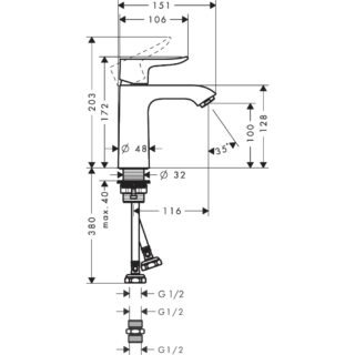 Hansgrohe Metris 110 Single Lever Basin Mixer Tap - Min. 0.5 Bar - Chrome - Image 2