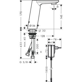 Hansgrohe Metris S Electronic Basin Mixer Tap With Temperature Control And Mains Connection 230 V - Chrome - Image 2