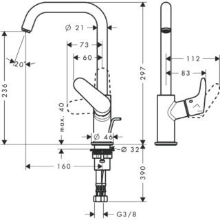 Hansgrohe Focus Single Lever 240 Basin Mixer Tap With Swivel Spout And Pop-Up Waste - Chrome - Image 2