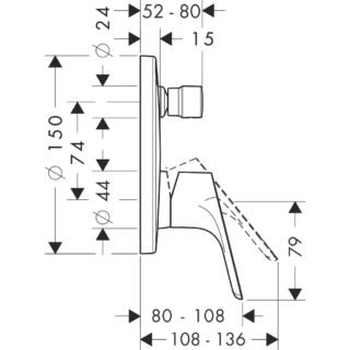 Hansgrohe Focus Single Lever Manual Shower Valve For Concealed Installation With Integrated Backflow Prevention - Chrome - Image 2