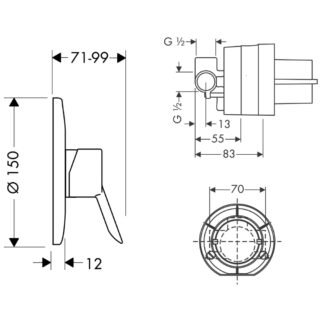 Hansgrohe Focus Manual Shower Valve For Concealed Installation - Chrome - Image 2