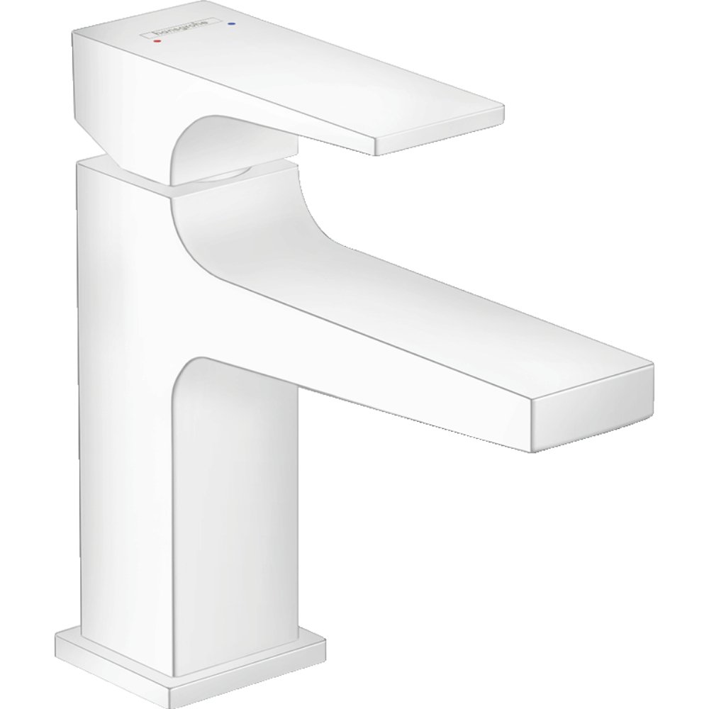 Hansgrohe Metropol 100 Single Lever Basin Mixer Tap With  Push-Open Waste - Matt White