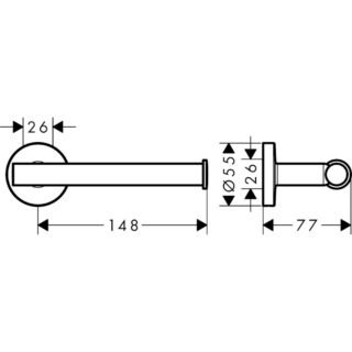 Hansgrohe Logis Universal Toilet Roll Holder Without Cover - Chrome - Image 2