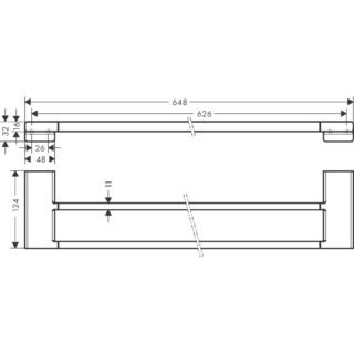 Hansgrohe Addstoris Bath Double Towel Rail - 648mm Long - Image 2