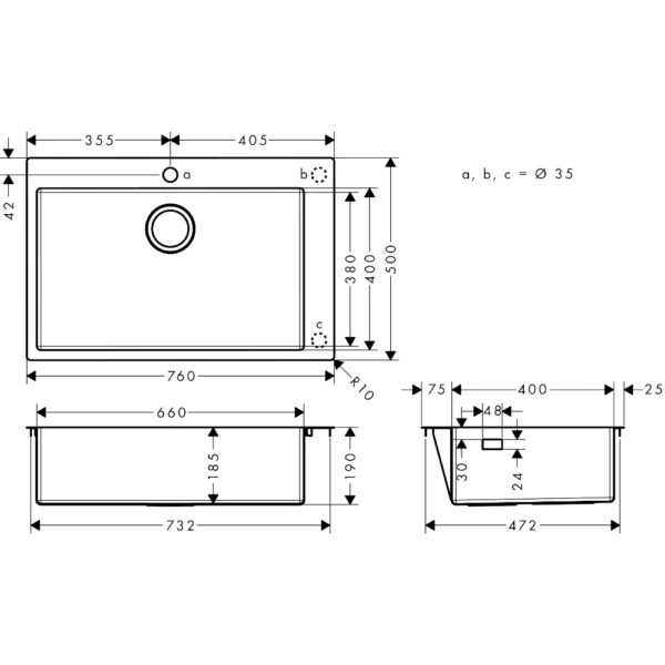 Hansgrohe S71 S711 Built-In Kitchen Sink - Stainless Steel - Image 3