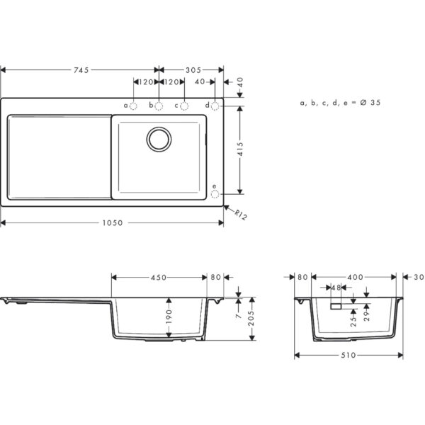 Hansgrohe S51 S514-F450 Built-In Kitchen Sink With Drainer - Image 2