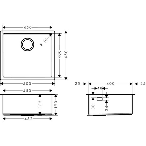 Hansgrohe S71  S719 Undermount Kitchen Sink - Stainless Steel - Image 3