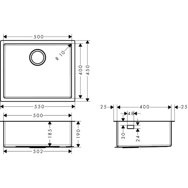 Hansgrohe S71  S719 Undermount Kitchen Sink - Stainless Steel - Image 4