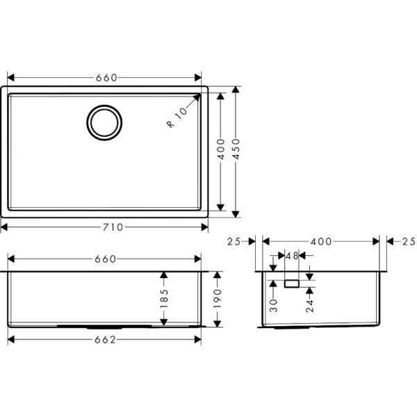 Hansgrohe S71  S719 Undermount Kitchen Sink - Stainless Steel - Image 5