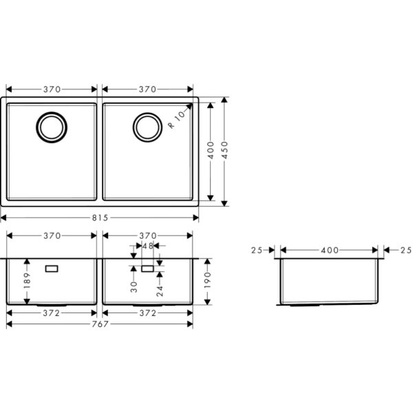 Hansgrohe S71  S719 Undermount Kitchen Sink - Stainless Steel - Image 7