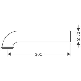 Hansgrohe DN32 Curved Pipe - 300mm Long - Chrome - Image 2