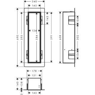 Hansgrohe Xtrastoris Rock Recessed Toilet Brush Holder With Storage Shelf And Tileable Door - Image 2