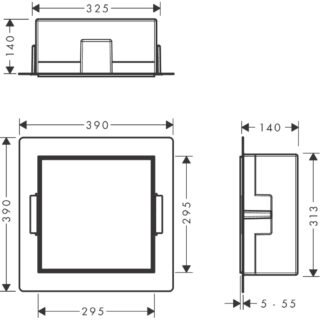 Hansgrohe Xtrastoris Rock Recessed Waste Bin With Tileable Door - 300mm x 300mm x 140mm - Image 2