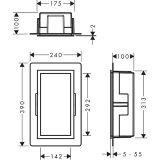 Hansgrohe Xtrastoris Individual Wall Niche Brushed Stainless Steel With Design Frame - 150mm x 100mm - Image 2