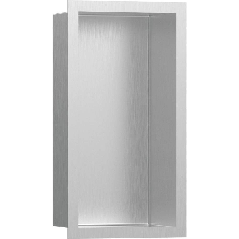Hansgrohe Xtrastoris Individual Wall Niche Brushed Stainless Steel With Design Frame – 150mm x 100mm - Brushed Stainless Steel