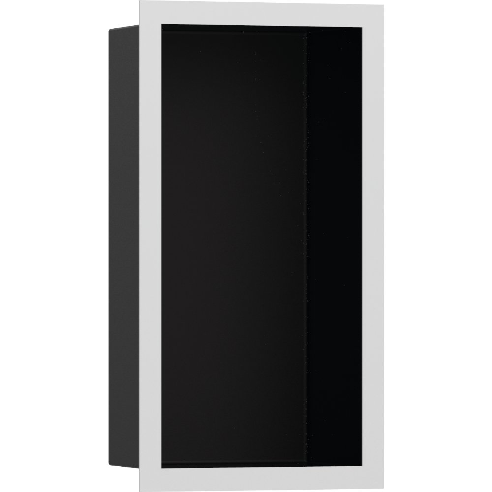 Hansgrohe Xtrastoris Individual Wall Niche Matt Black With Design Frame – 150mm x 100mm - Matt White