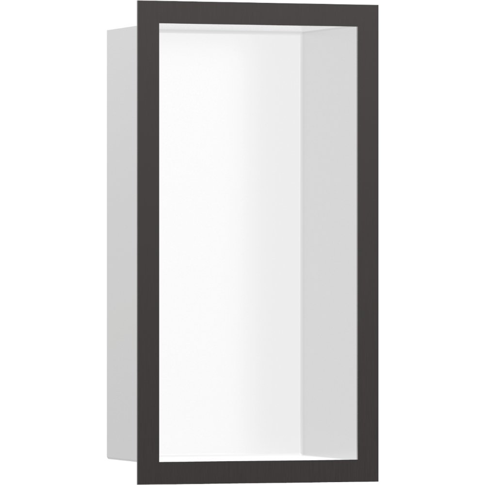 Hansgrohe Xtrastoris Individual Wall Niche Matt White With Design Frame – 150mm x 100mm - Brushed Black Chrome
