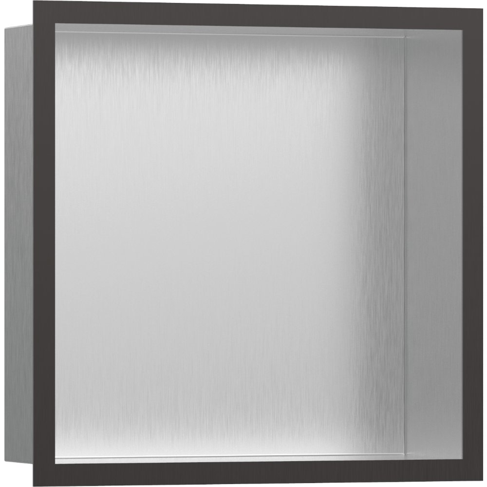 Hansgrohe Xtrastoris Individual Wall Niche Brushed Stainless Steel With Design Frame – 300mm x 100mm - Brushed Black Chrome