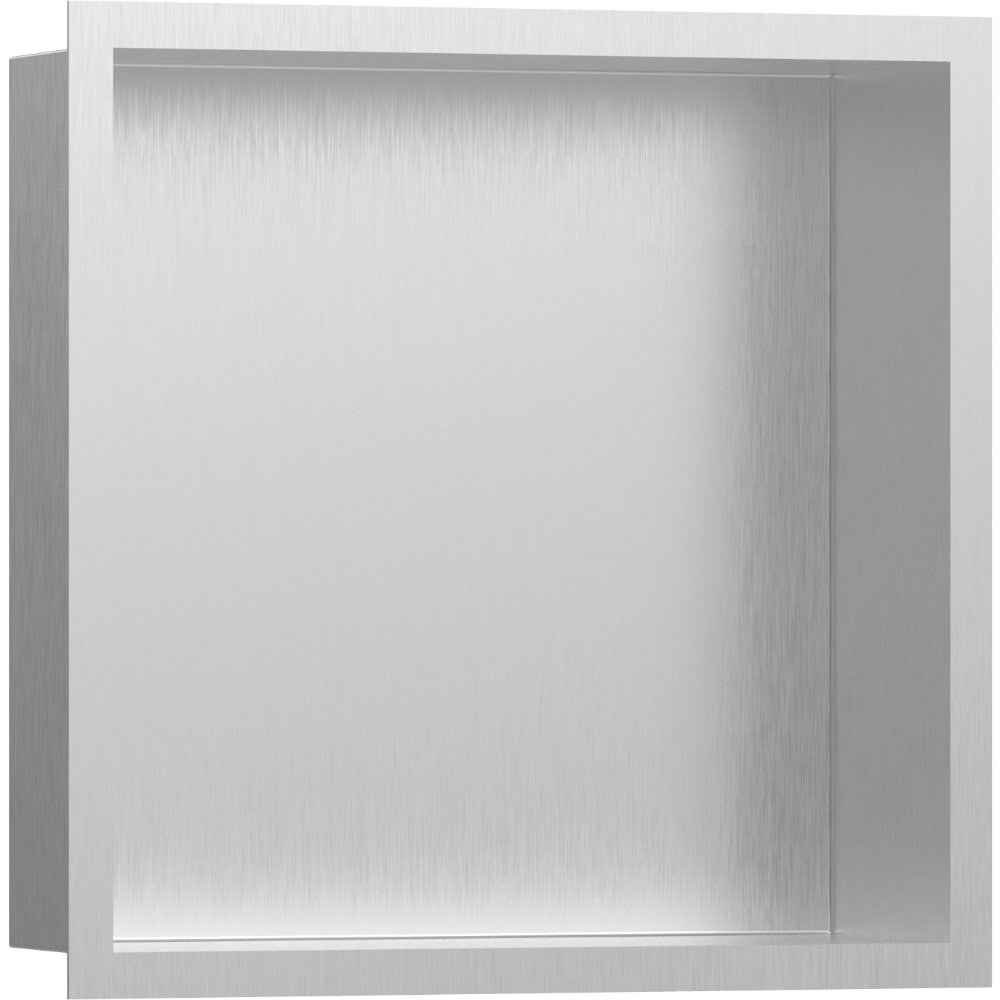 Hansgrohe Xtrastoris Individual Wall Niche Brushed Stainless Steel With Design Frame – 300mm x 100mm - Brushed Stainless Steel