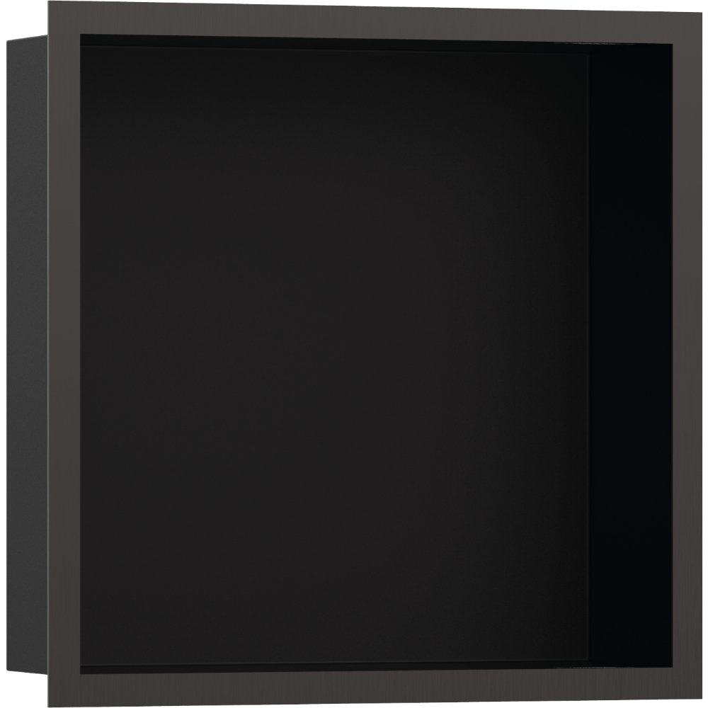 Hansgrohe Xtrastoris Individual Wall Niche Matt Black With Design Frame – 300mm x 100mm - Brushed Black Chrome