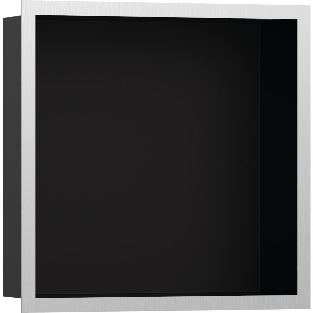 Hansgrohe Xtrastoris Individual Wall Niche Matt Black With Design Frame – 300mm x 100mm - Brushed Stainless Steel
