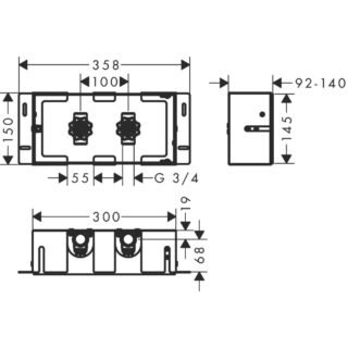 Hansgrohe Xtrastoris Safe Wall Niche With Tileable Door And Integrated Shut-Off Valve - 300mm Wide - Stainless Steel Optic - Image 2