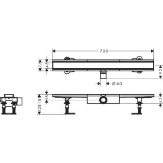 Hansgrohe Raindrain Compact 700 Shower Drain Complete Set For Flat Installation - Brushed Stainless Steel - Image 2