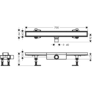 Hansgrohe Raindrain Compact 700 Tileable Shower Drain Complete Set For Flat Installation - Brushed Stainless Steel - Image 2