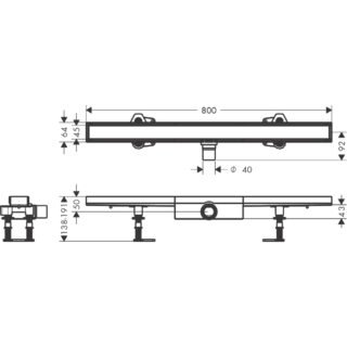 Hansgrohe Raindrain Compact 800 Tileable Shower Drain Complete Set For Flat Installation - Brushed Stainless Steel - Image 2